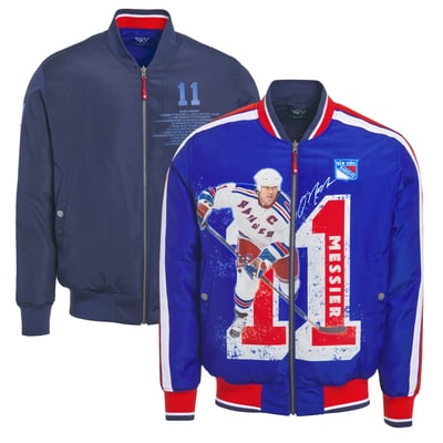 Mark Messier New York Rangers FE Reversible Full-Zip Bomber Jacket - Blue/Navy